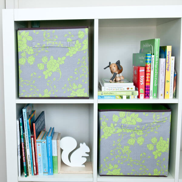 Lime Floral Storage Boxes 2 Pack