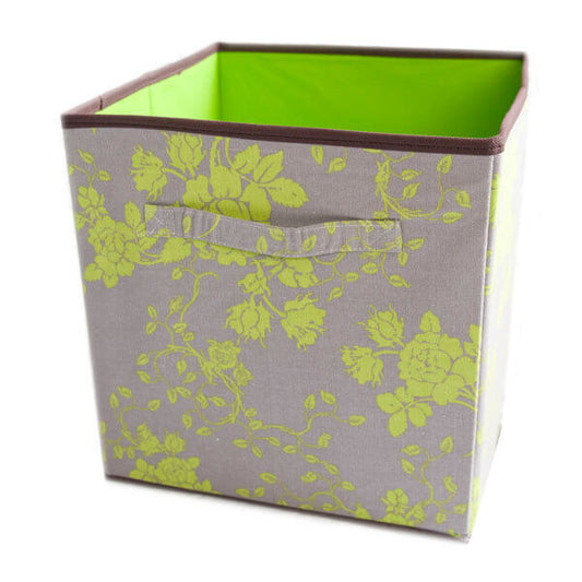 Lime Floral Storage Boxes 2 Pack